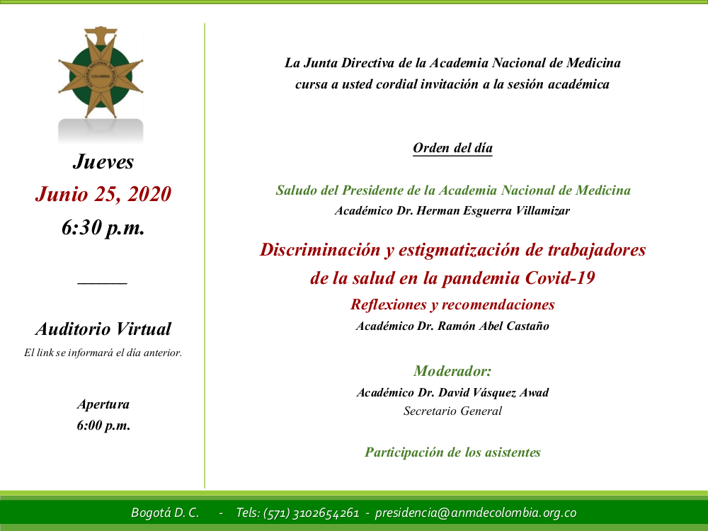 Invitación Sesión Académica Junio 25 2020