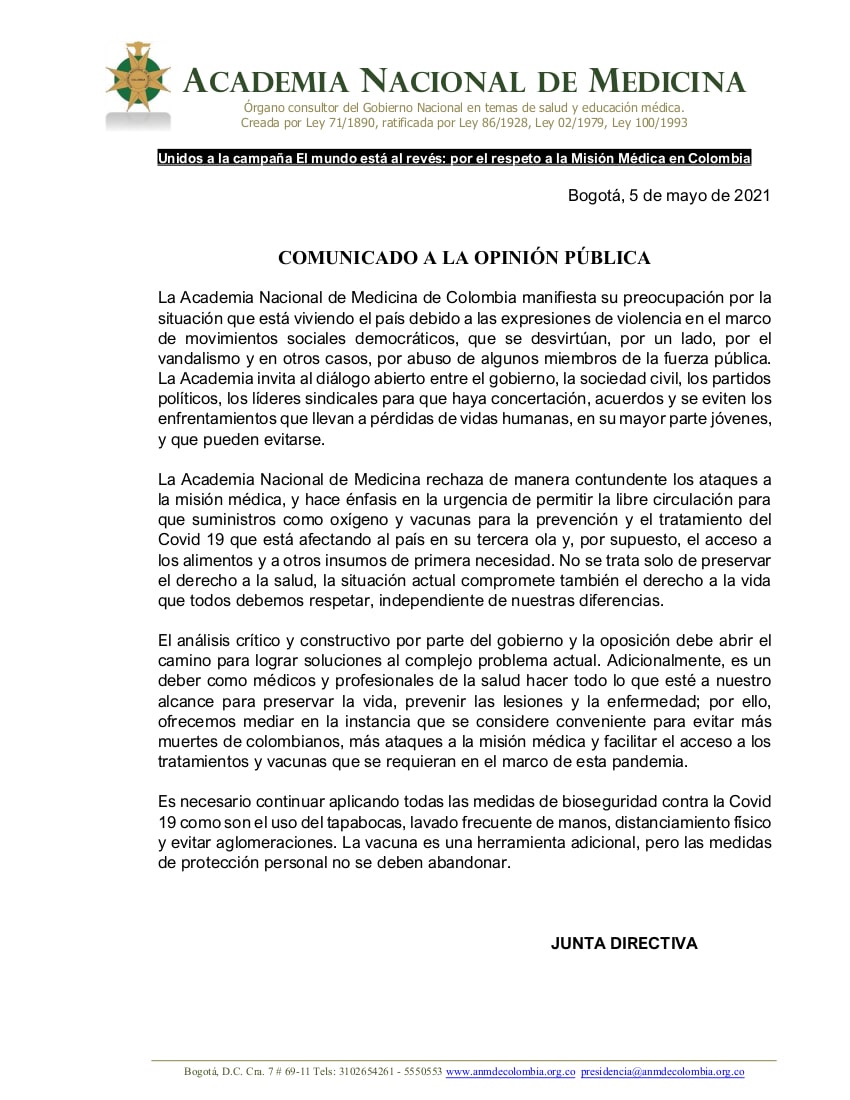 ANM-Pronunciamiento Situación actual - Mayo 5 2021