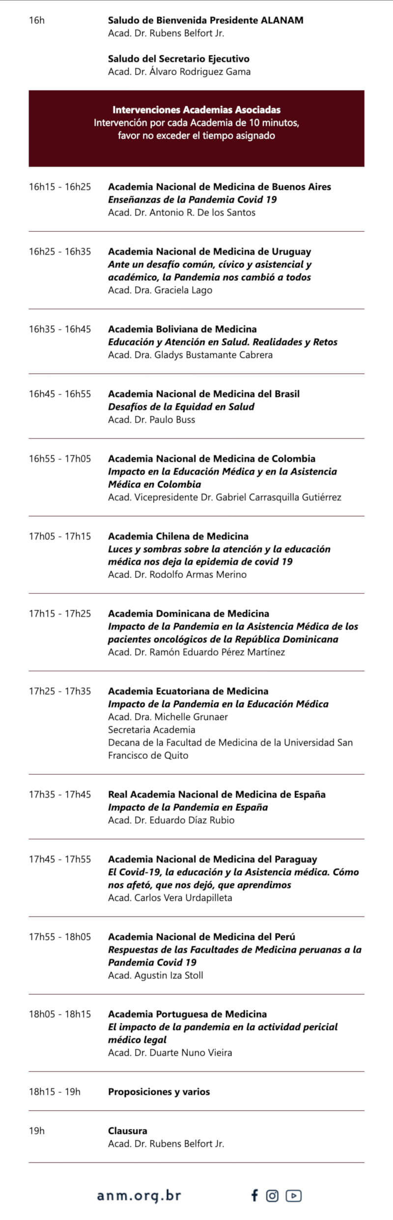 Reunión ALANAM-programa
